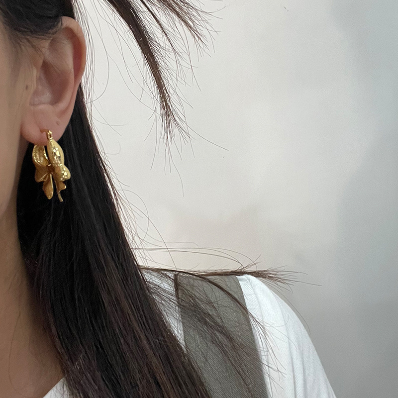 16g Weight Copper Ear Needle Material Hoop Earrings Classification 1 Pair Quantity Daily, Date Occasion Copper Material Bow Knot Pattern Women's Gender Streetwear Style 1 Pair Streetwear Bow Knot Copper Hoop Earrings 5