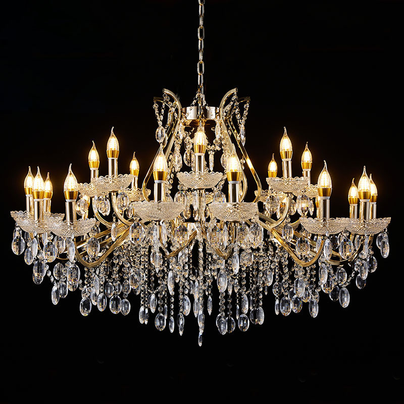 New Wedding Hall Chandelier Iron Glass Electroplating Wedding Props Acrylic Crystal Decorative Lamp Hotel Stage Lamp