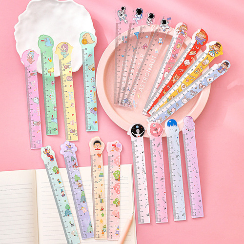 Cute special-shaped ruler kindergarten stationery prize drawing measuring tool creative cartoon 15cm plastic ruler