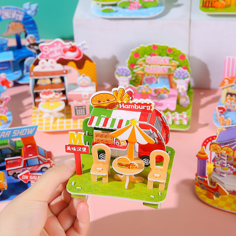 クリエイティブ子供の 3D 立体小さな家パズルモデル学生 DIY 紙手作りパズル 3-6 歳のおもちゃギフト|undefined