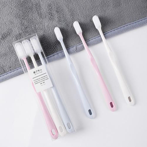 Household three-pack soft gel medium-hard nano toothbrush couple men and women interdental cleaning soft-bristled advanced toothbrush independent package