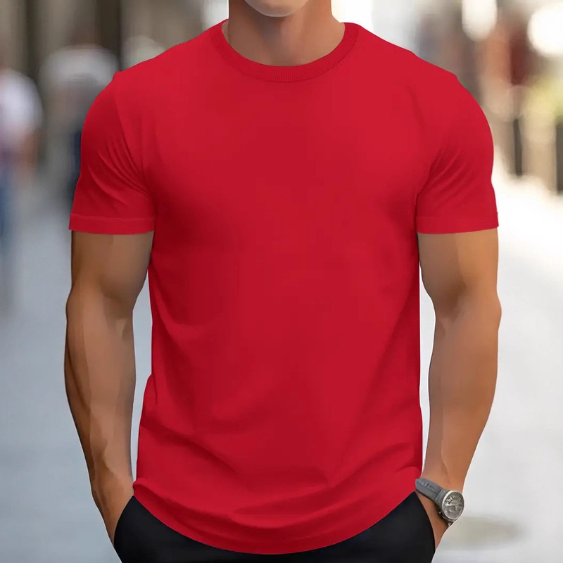 Modal Plain Short Sleeve Mens T-Shirt Casual Classic Black