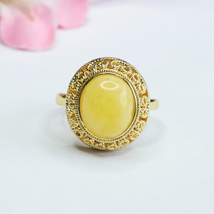 Xinyu natural beeswax ring yellow honey amber ring ring female retro factory wholesale generation HP3081506