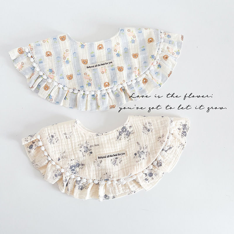 Baby Bibs Pure Cotton A-Grade Saliva Towel Ins Style Infant A-Grade Boys' Oversized Pure Cotton Newborn Lace