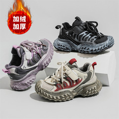 Children's Shoes Winter 2024 New Arrival Kids Fleece Black Sports Cotton Shoes for Big Kids Boys Warm Dad Shoes