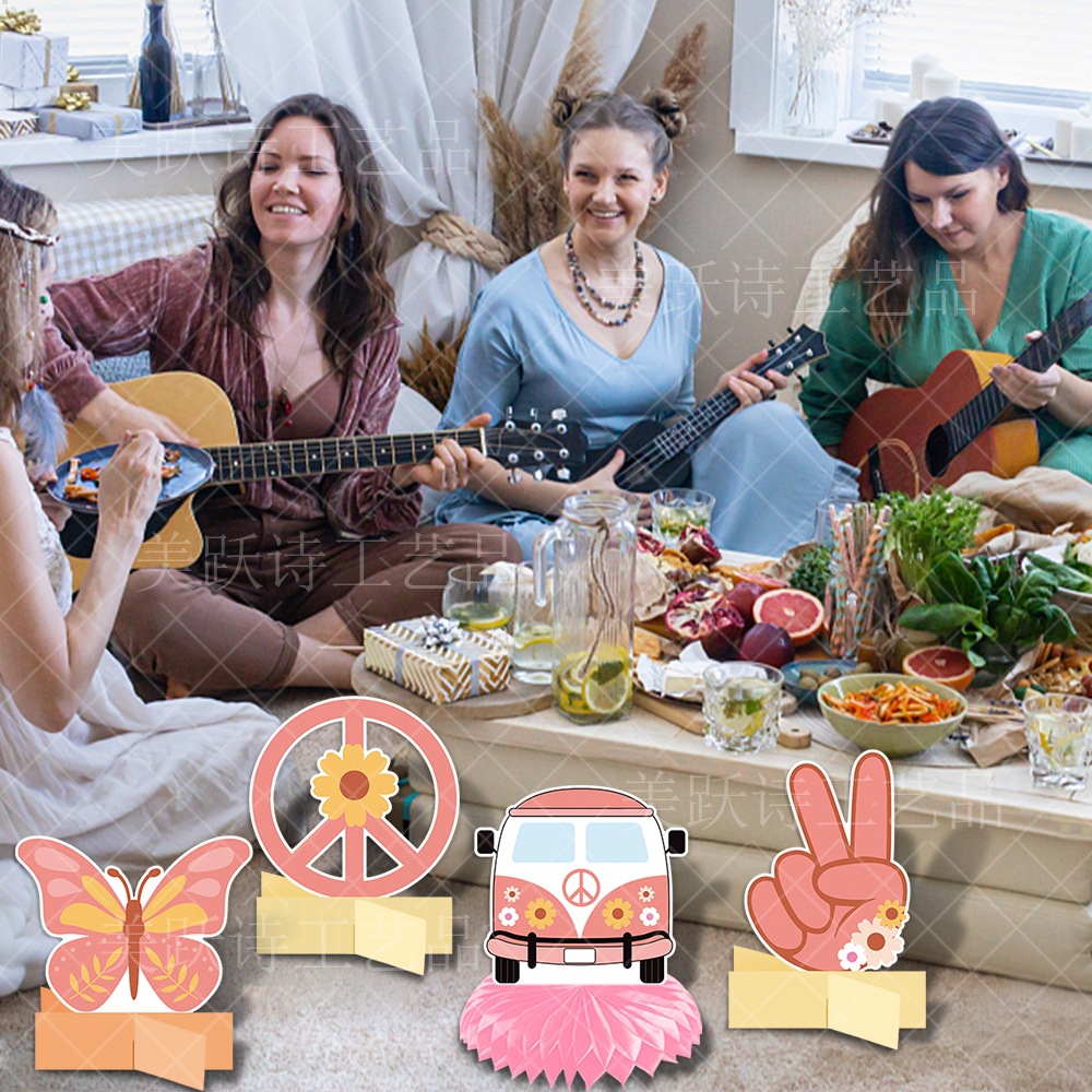 Nuevo hippie bohemio tema fiesta de cumpleaños decoración panal Arco Iris Margarita adornos