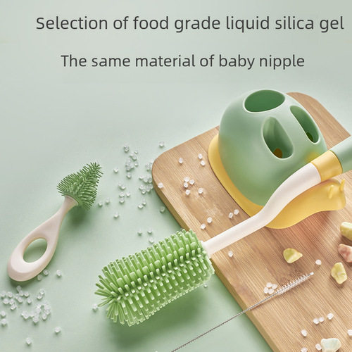 New silicone bottle brush baby straw brush 360-degree rotating cup cleaning tool for cleaning bottle brushes