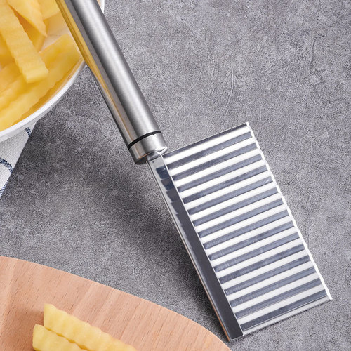 Potato Chipper, Stainless Steel Potato Slicer, Strips Cutter, French Fry Knife, Vegetable Slicer, Wave-Shaped Potato Flower Slicer, Wholesale
