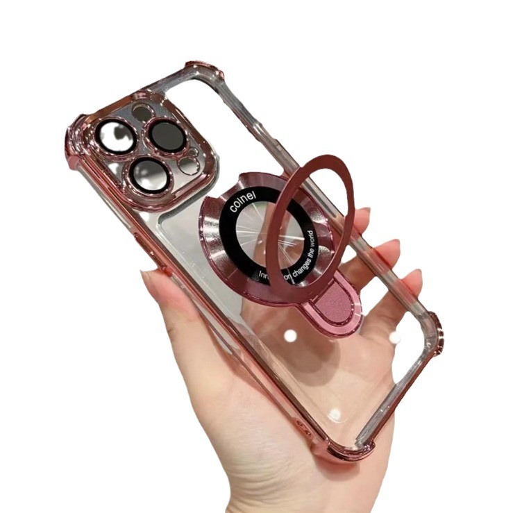 IPhone16メッキスタンド磁気吸引宇宙ケースリンゴ13promax全包携帯ケース15保護カバーを適用|undefined