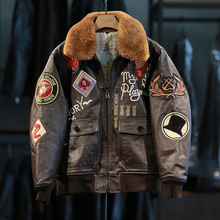 刺绣标G1轰炸机飞行服真皮夹克男休闲头层牛皮皮衣男装