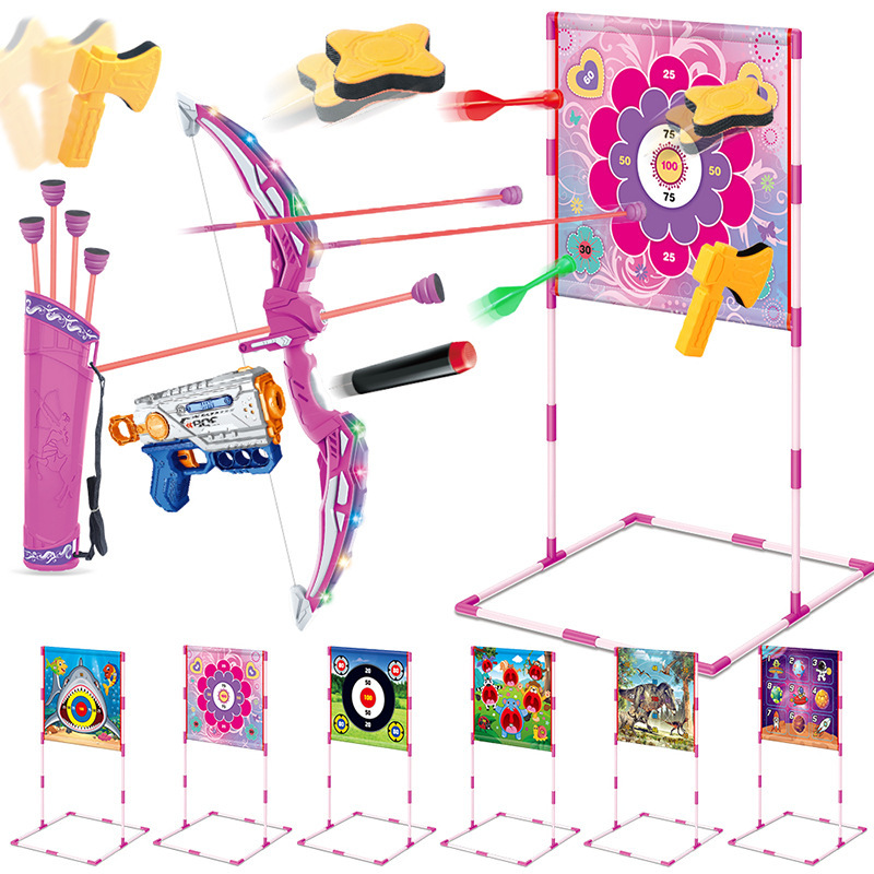 deportes infantiles transfronterizos, arco y flecha, dinosaurios, tiburones, fútbol, lanzamiento con arrowbox, juguetes interactivos para padres e hijos en interiores y al aire libre