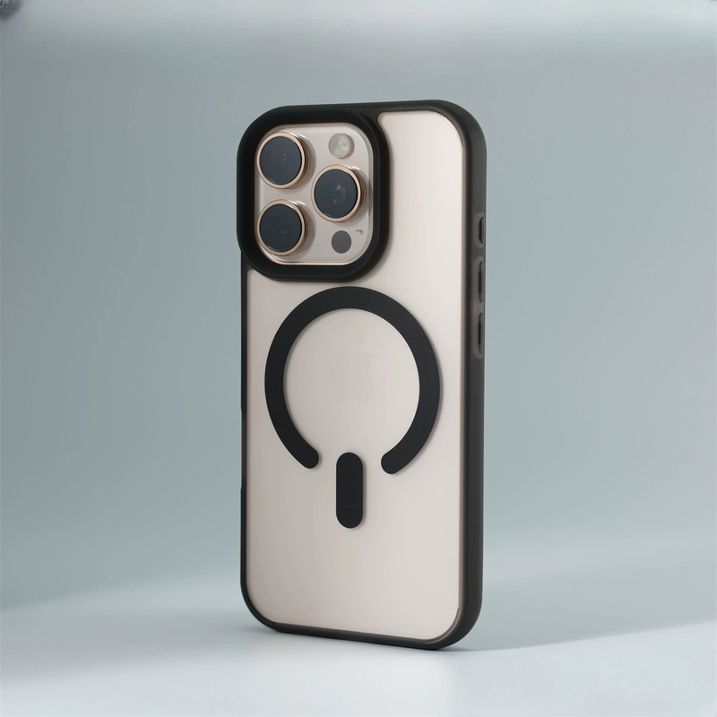 iPhone17に適した肌触りの良いアイスミスト半透明磁気吸着式スマホケース、Apple 16promax用耐衝撃PC保護ケース|undefined