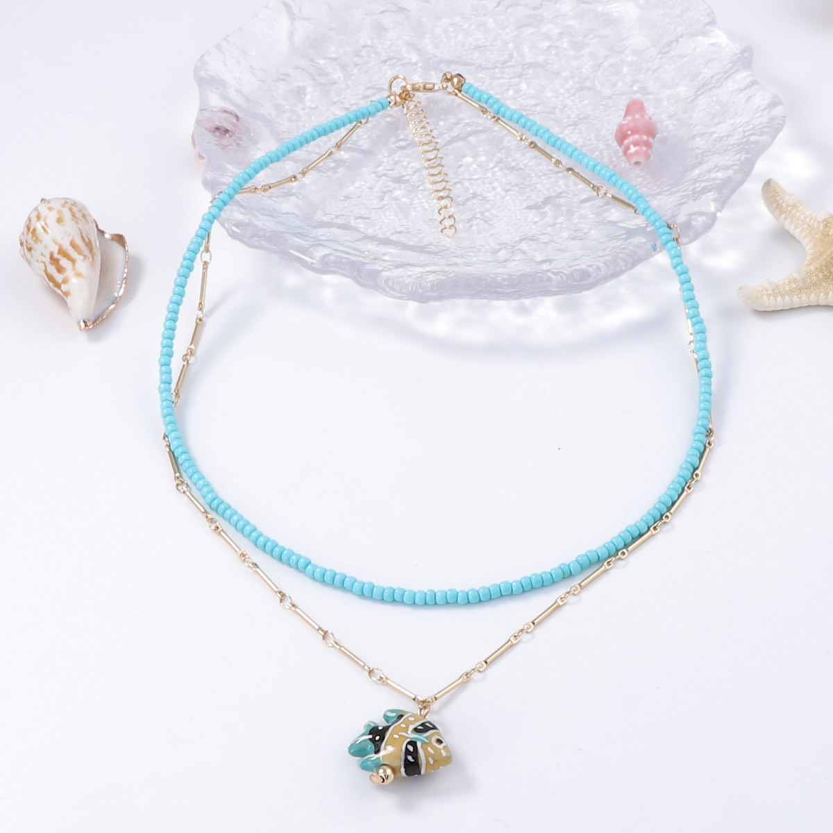 Fish Cute Seed Bead Ceramics Pendant Necklace Wholesale display picture 4