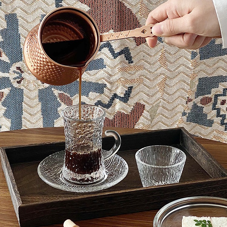 土耳其咖啡杯碟套裝 玻璃紅茶杯歐式阿拉伯下午茶花茶小杯子出口