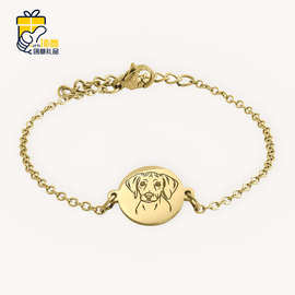 TEMU希音代发宠物线条画手链 自定义POD小猫小狗图片手绘图手链