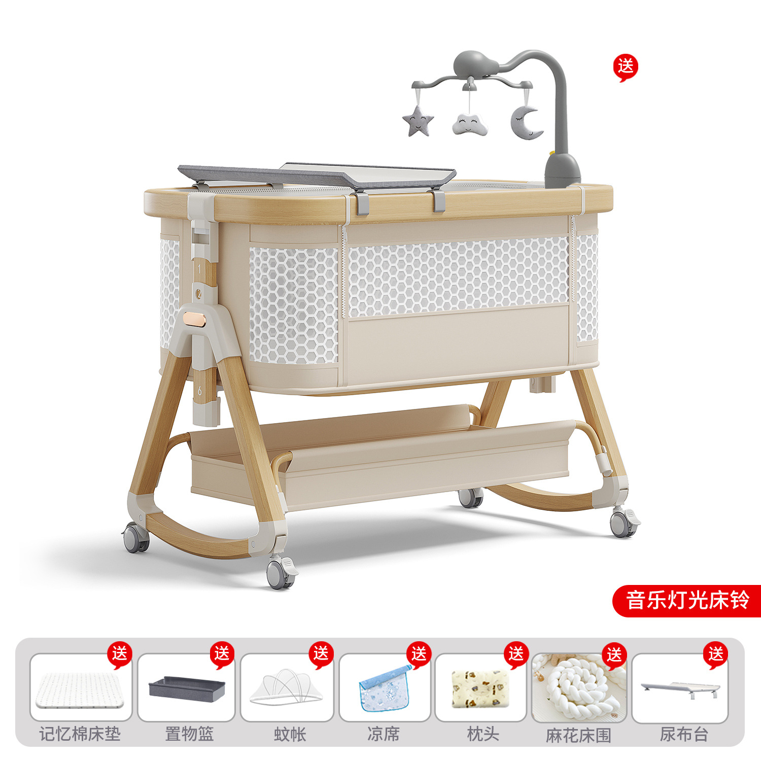 Cama de bebé móvil portátil cuna cama plegable multifuncional BB cama para recién nacidos empalme cama grande