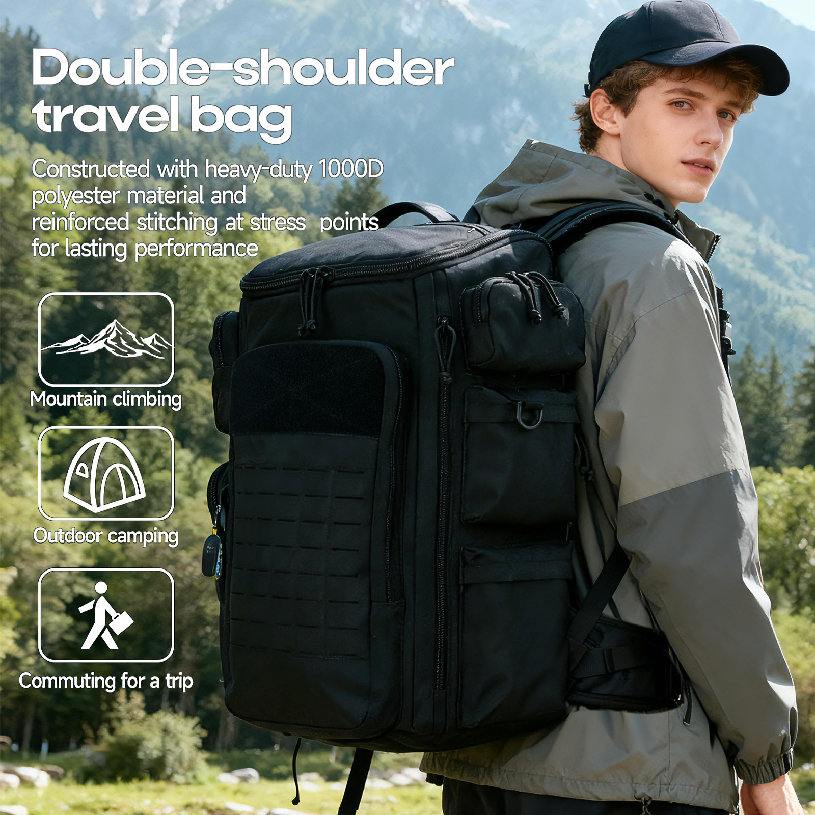 50L Tactical Backpack Outdoor Hiking Camping Waterproof Mountaineering Bag Multi-Pocket Multi-Functional Backpack