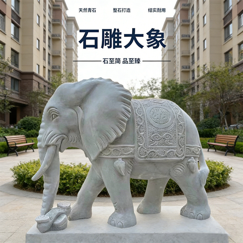 White marble elephant a pair of company Hotel Villa door stone carving decoration marble absorbent elephant factory wholesale