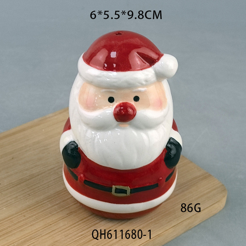 Adornos navideños transfronterizos árbol de Navidad muñeco de nieve cerámica botella de pimienta en polvo decoración de mesa juego de botella de pimienta en polvo creativo