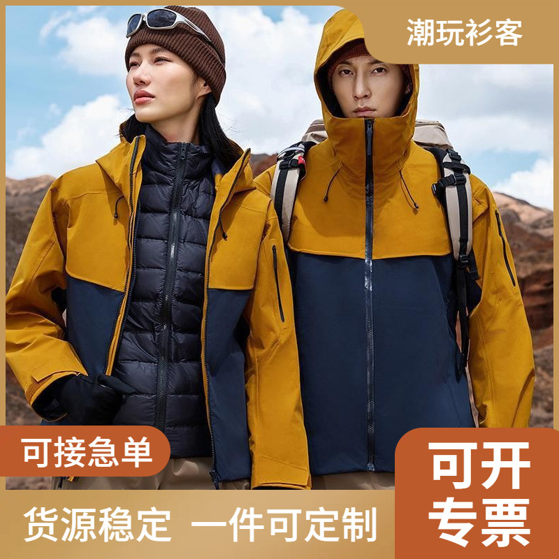 Three-In-One down Jacket, Customized Work Clothes, Outdoor Windproof and Waterproof Group Jacket with Printed Logo