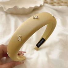 芝士奶油黄色法式蝴蝶结发箍女2025新款甜美ins少女高颅顶头箍盘