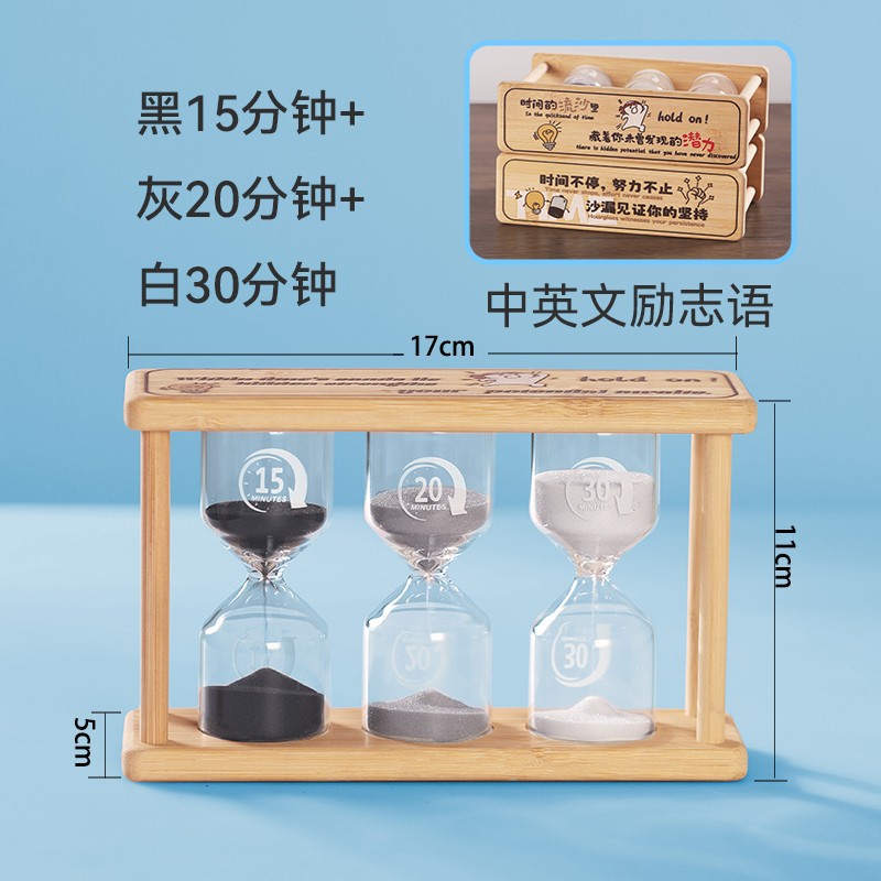 Reloj de arena luminoso redondo de bambú, temporizador resistente para aprendizaje 1/10/30 minutos