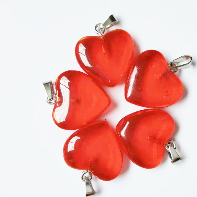 Cruz-frontera piedra natural amor colgante 20mm cristal Ágata en forma de corazón colgante melocotón corazón COLLAR COLGANTE accesorios de la joyería