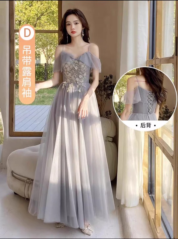 伴娘服粉色平时可穿高级感小众仙气姐妹团礼服裙宴会毕业礼演出服|undefined