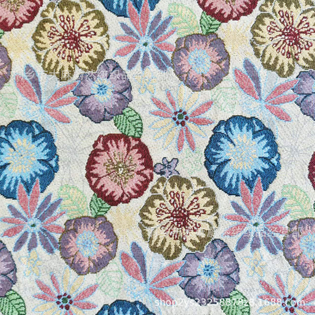 色织提花布面料百花团沙发箱包沙发手提包面料量大优