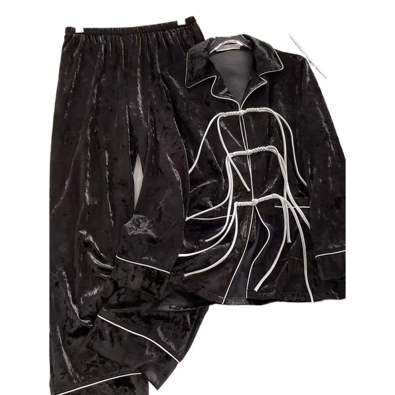 Velvet cute autumn pijama, set, Chinese style