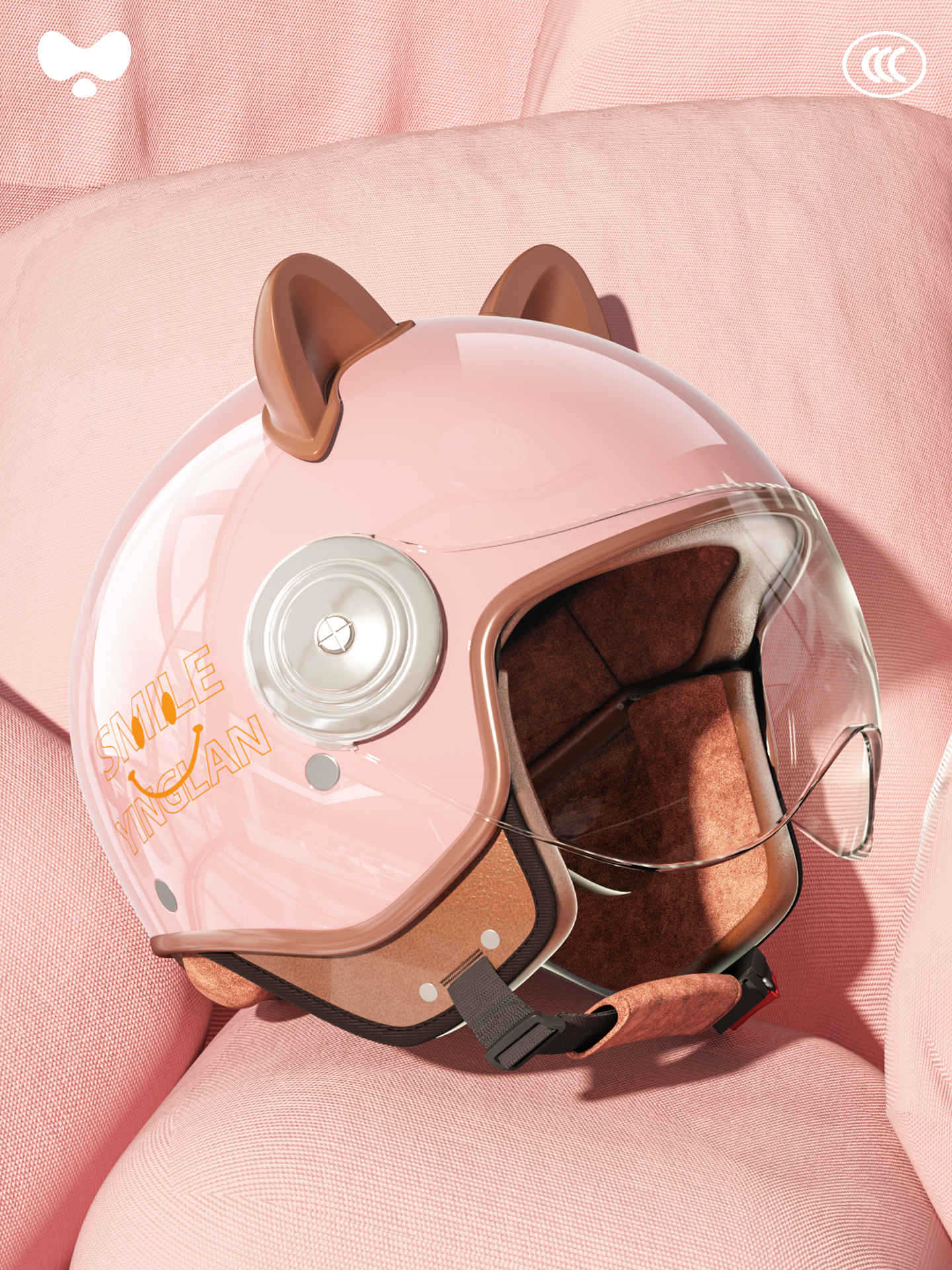 Motuoche – 3C Certified Boys Motosiklet kaskı (dəbilqə) - class-a-new-3c-adult-cherry-blossom-pink-hd-short-lens-one-size