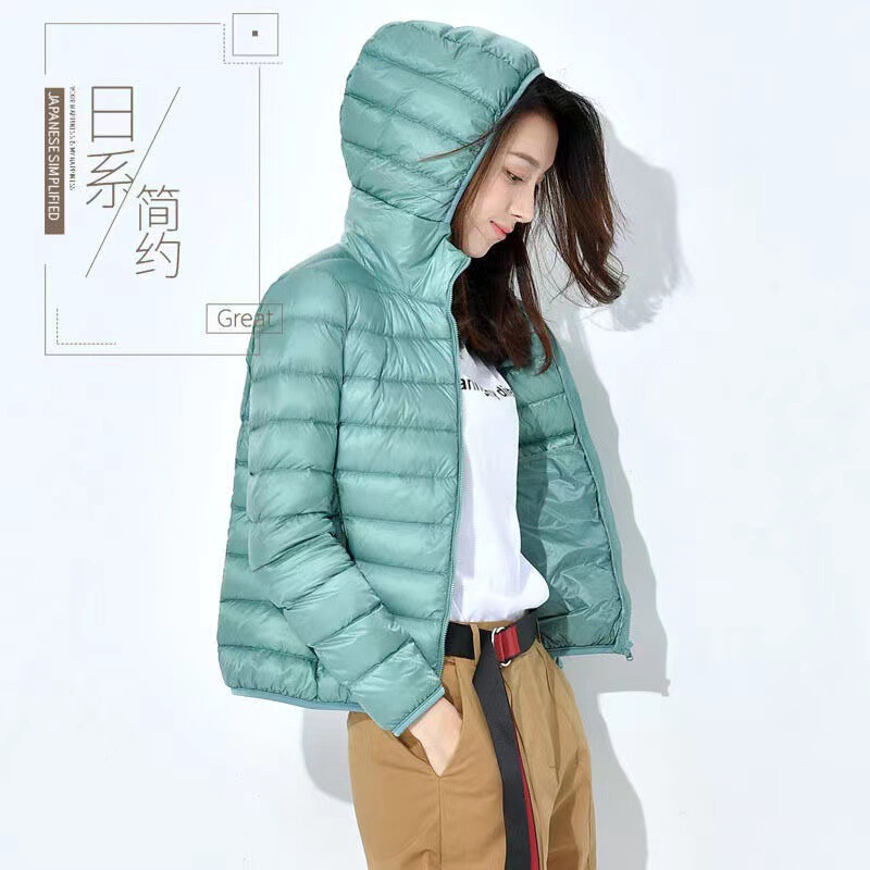 Down Cotton Outwear Women's Short Korean Style Slim and Lightweight Small Cotton Outwear Women's Stand Collar Outwear Women's Hooded Cotton Outwear