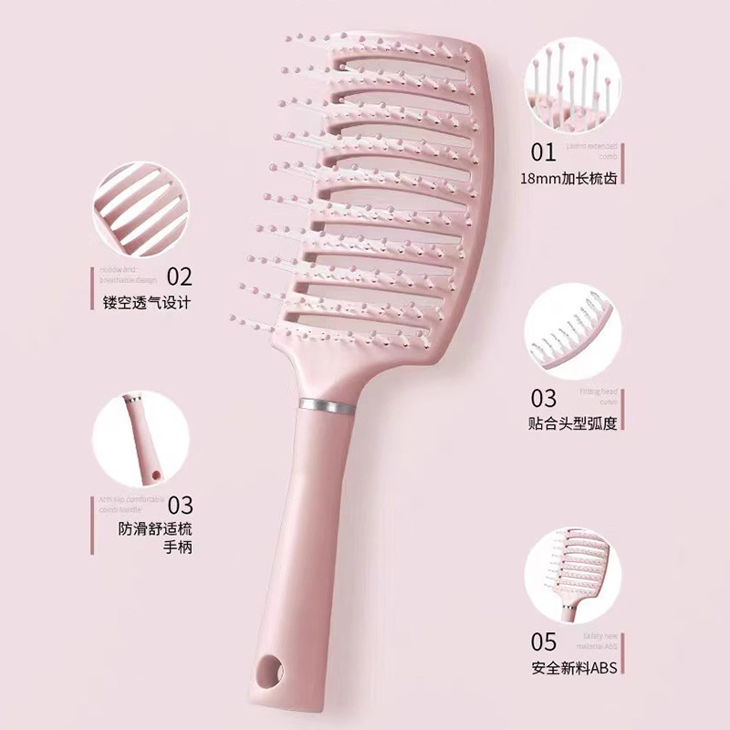 背の高い頭頂部のためのリブコーム、ふわふわヘアコーム、女性専用のロングヘアカーリースタイリングコーム、大きなカーブコーム、頭皮マッサージコーム|undefined