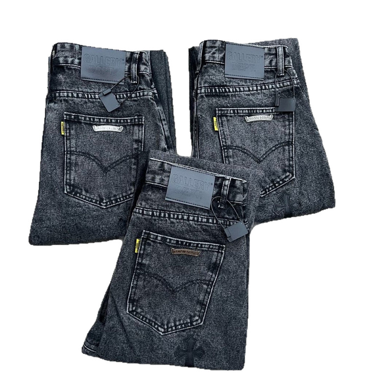 Chrome Hearts CHクロークジーンズは黒灰雪模様のクロスをつなぎ合わせてゆったりとした水洗いラッパを作ります。|undefined