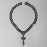 Vòng cổ фиолетовый крест кулон в стиле хип-хоп, кубинская цепочка из сплава