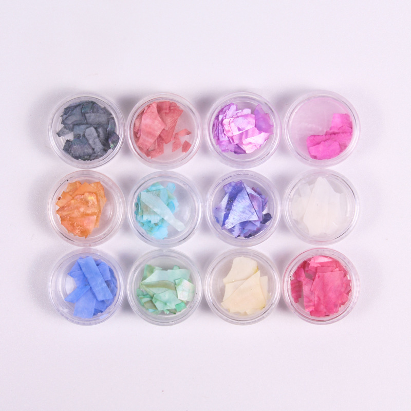 12 colores de uñas belleza Ojo Maquillaje Glitter lentejuelas cerámica suave fruta pieza perla polvo Delgado mezclado accesorios la joyería BRICOLAJE