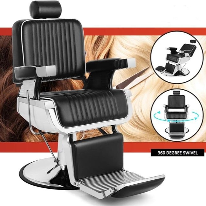 Silla de peluquería con ribete negro, silla de peluquería de elevación, silla de peluquería, silla de corte, muebles de salón al por mayor en el hogar y en el extranjero