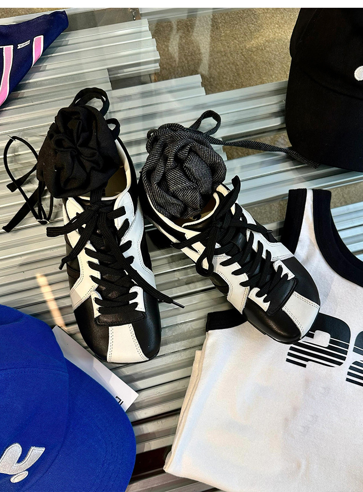 Versione coreana di nicchia con blocchi di colore, allenamento tedesco da donna, con suola spessa, in pelle, da golf e da bowling, casual_voghion.com