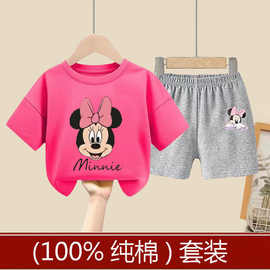 女童短裤夏装短袖棉上衣T恤套装2025新款儿童宝宝运动小童两件套