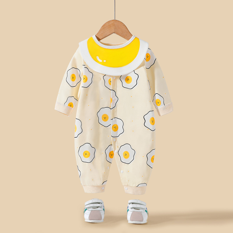 Bebé recién nacido mono puro algodón primavera y otoño hombre y mujer bebé mameluco babero mameluco ropa de luna llena 0-12month