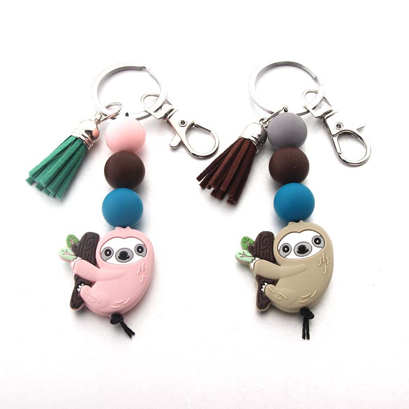2024 New ETSY Cross Border Silicone Bead Keychain Sloth Animal Cartoon Bag Pendant DIY Small Accessories