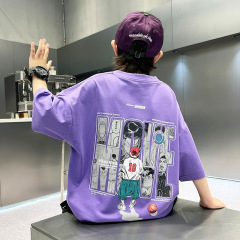 Boys' Summer Streetwear Short Sleeve T-Shirt for Big Kids 2023 New Arrival Children's Half-Sleeve T-Shirt Thin and Stylish for Trendy Streets