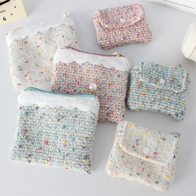 New Exquisite Tweed Coin Purse with a High-End Look, Mini Clutch Bag, Fresh and Stylish, Large Capacity Id Holder