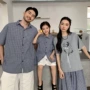 全家装夏季格子短袖亲子装