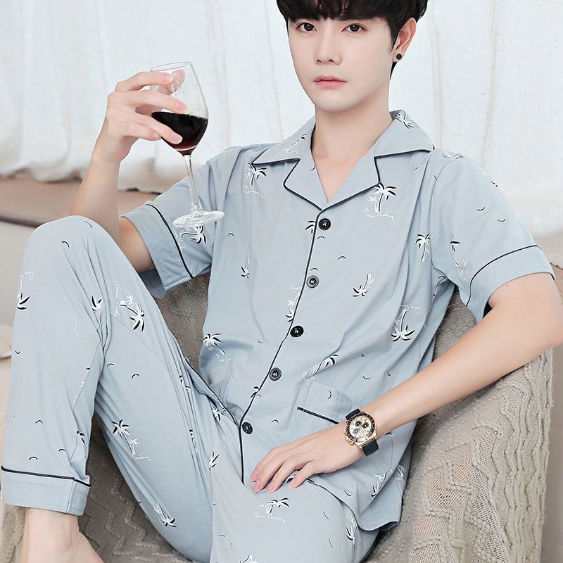 Pijamas para hombres verano 100 pantalones de mangas cortas para hombres verano delgado set de ropa de hogar de mediana edad 4XL