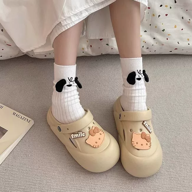 Мультяшная кошка KTcat с толстой подошной головкой буксирная женщина 2024 летом новый стиль носить фекалии легкая нескользящая пляжная обувь