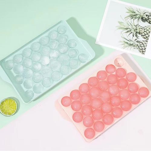 Factory direct supply of food-grade covered ice tray 33-grid double-layer ice making mold creative round ball homemade ice cube ice partition