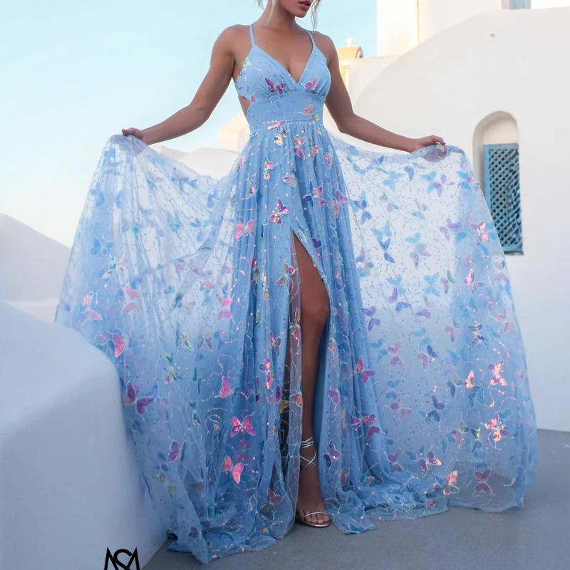 European and American Fashion Cross-Border Foreign Trade Strapless Dress, Shiny Party Event Elegant Slimming Long Dress Evening Gown
