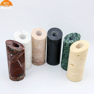 工厂家直销天然大理石6色圆形烛台石材托盘家居摆件灯底座香薰