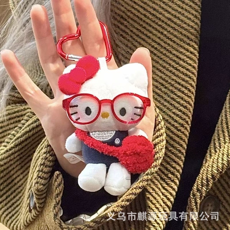 新品猫咪包挂件牛仔裤凯蒂猫玩偶挂饰包包饰品卡通公仔钥匙挂件|undefined